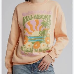 Billabong Orange Beachy Graphic Crewneck Sweatshirt | Medium